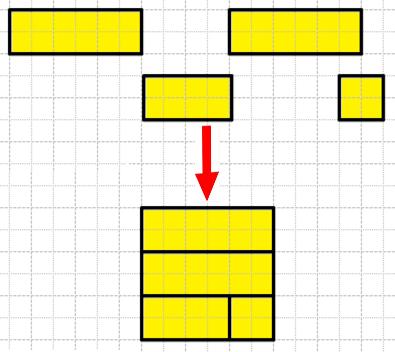 Начерти на клетчатой бумаге четыре прямоугольника, как показано на чертеже. Вырежи каждый прямоугольник. Используя эти прямоугольники, построй квадрат