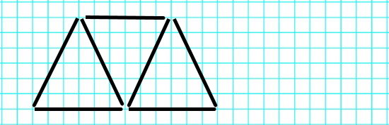 Из 7 счетных палочек составь 3 треугольника.