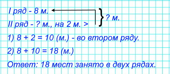 В первом ряду кинотеатра занято 8 мест, а во втором – на 2 места больше. Задай вопрос так, чтобы задача решалась двумя действиям.