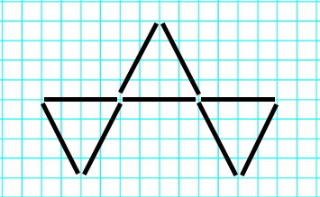 7. Из 9 палочек сложили такую фигуру. Переложи 2 палочки так, чтобы получилось 3 треугольника.