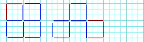 колько палочек надо переложить, чтобы из одной фигуры получить другую?